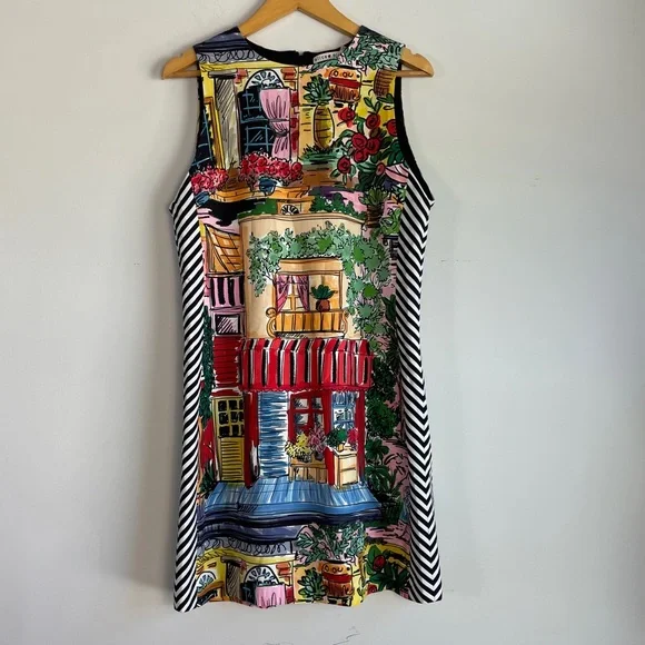 Alice + Olivia Coley Print Sleeveless Mini Dress Size 10 Vacation Dreams - Picture 2 of 13